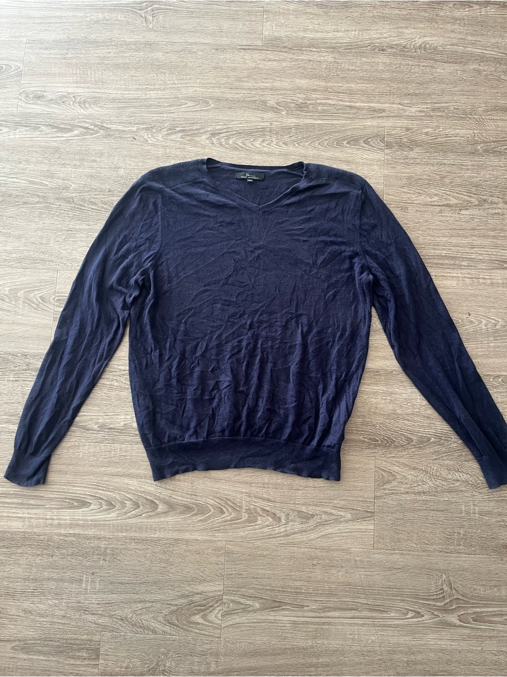 Marc Anthony V Neck Sweater Mens Large Navy Blue 100% Cashmere Lightweight Knit